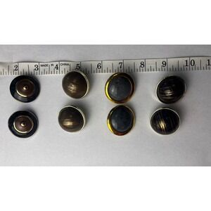 Clip On Earrings Set 4 Pairs Round Dome Faceted  Gold Tone Metal Vintage  Retro